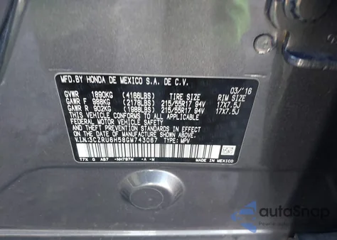 2016 Honda Hr-V Ex z USA, uszkodzony, nr VIN 3CZRU6H58GM743067